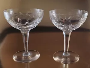 2 STUART Crystal Saucer Champagne Goblets WINDERMERE 1960s ENGLAND EXCELLENT! - Picture 1 of 6
