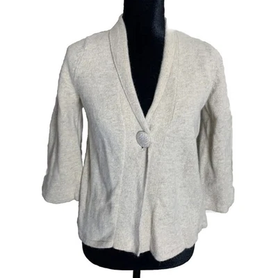 Tweeds Womens Cardigan Size Medium Beige Wool Angora Rabbit 3/4 Sleeves Sweater - Image 1 of 4
