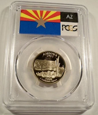 2008-S 25c CLAD PCGS PR70DCAM ARIZONA QUARTER PROOF DEEP CAMEO PR 70 DC - Image 1 of 4