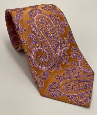 Corbata Altea Milano Hombre Seda AOP Paisley Cuello Naranja  Foto 1 de 4