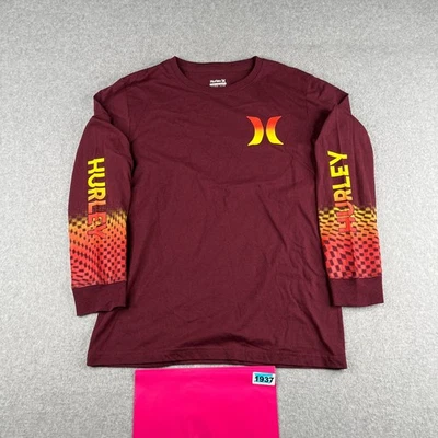 Camisa Hurley Manga Larga Juvenil XL Borgoña Estampado Gráfico Mangas Informal Foto 1 de 4