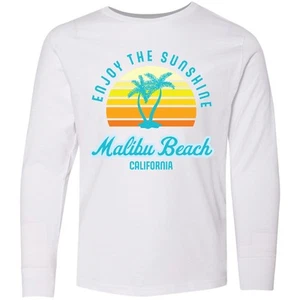 Inktastic Summer Enjoy The Sunshine Malibu Beach Youth Long Sleeve T-Shirt Ocean - Picture 1 of 3