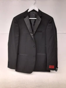 Renoir Men's Black Slim Fit 2BT Vent Nopleat Tuxedo Ribbon Jacket Size 40R - Picture 1 of 6