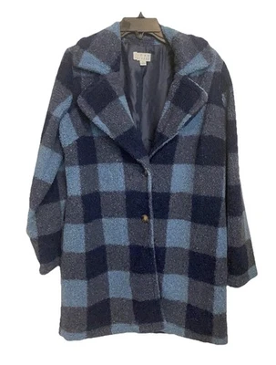 Chaqueta Joan Rivers Classics Collection Petite Buffalo Check Sherpa Azul Talla XS Foto 1 de 4