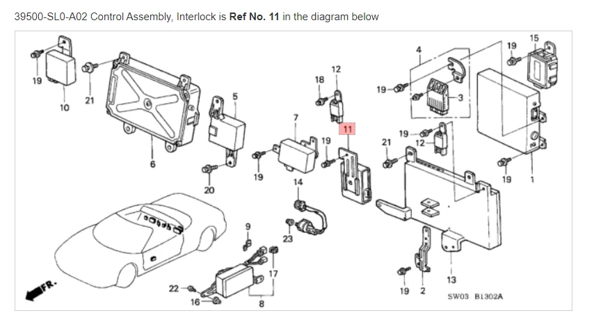HONDA ACURA GENUINE OEM NSX Control Assembly, Interlock ☆ 39500-SL0-A02 ☆ - Image 1 of 1