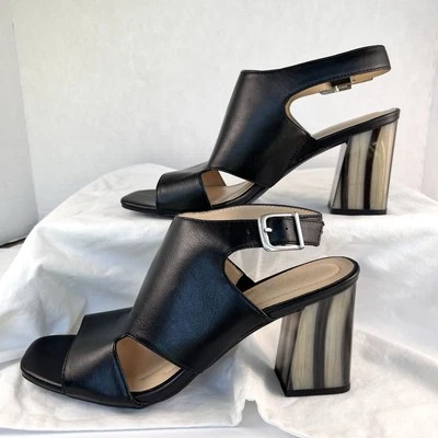 Andrew Geller Castle 黑色方跟露趾女式 8.5 码 — 第 1/4 张图片