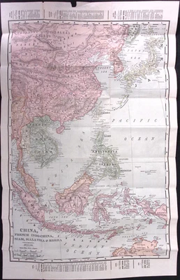 1900 China & West Indies Wall Map 13.5 x 21.5" New York Life Insurance Company - Image 1 of 3