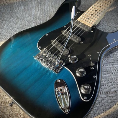 Full-Size Dark Trans Blue Strat Style Electric Guitar Package, Maple Fretboard - Image 1 of 4