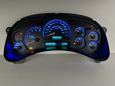 03-05 Silverado Velocímetro Medidor Cluster con Trans Temperatura LED Azul RECONSTRUIDO Foto 1 de 3