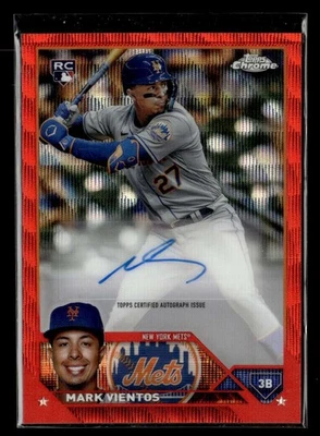 2023 Topps Chrome Update Mark Vientos Rookie Auto Red Wave /5 Mets UZ2329 - Image 1 of 2