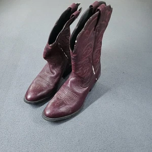 Ariat ATS Damen-Cowgirl-Stiefel weinrot Leder Größe 7 rot abgenutzt Arbeitskleidung - Bild 1 von 8