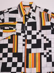 Pierre Cardin Vintage 1970's Disco Polyester Button-Up Shirt 16-16.5 - Picture 1 of 6