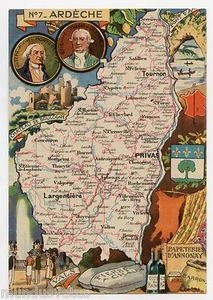 CPSM . J.P. PINCHON . Département Français. French Geography .n° 7. ARDECHE - Foto 1 di 2
