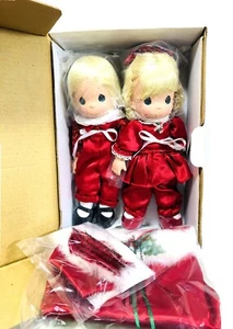 Vtg Precious Moments Christmas Dolls Twice As Much Fun Boy Girl W/Stocking 1163 - Picture 1 of 11