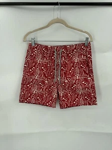 J. CREW 6'' Stretch Swim Trunk Red/ White Print Men S BB948 NEW Beach Resortwear - Picture 1 of 11