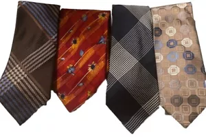 Lot of 4 Mens Mixed Brand Stylish Silk Tie Lot Excellent Shape . All 100% Silk - Picture 1 of 8