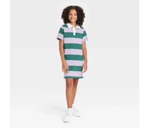 Art Class Size S Rugby Striped Polo Dress Purple Green - Picture 1 of 4