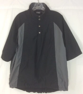 Ping Collection Golf Jacket Pullover Black/Gray Windbreaker Short Sleeve Medium - Image 1 of 4
