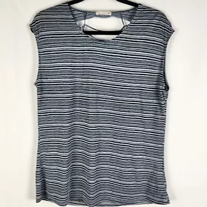Rusty Womens Casual Strappy Back Shirt Size 10 Black Grey Striped Beach Top - Picture 1 of 11