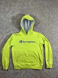 Champion Shirt Boys Extra Large Neon Green Signature Hoodie Logo Kids Youth - Picture 1 of 9