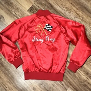 Vintage Mens Chevy Corvette Stingray Bomber Jacket S Red Chevrolet USA Nylon - Picture 1 of 5