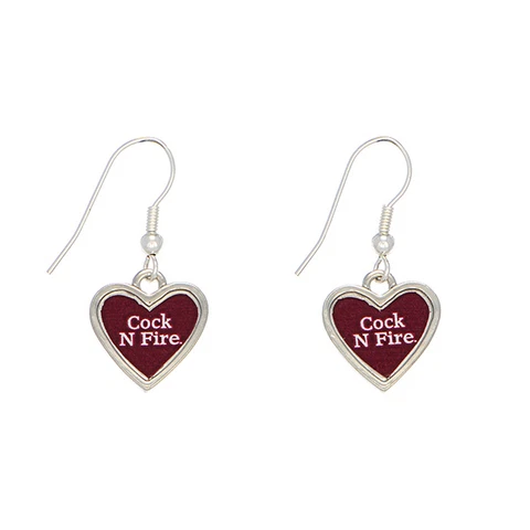 New South Carolina Gamecocks Cock N Fire Heart Shape Fish Hook Earrings Cover