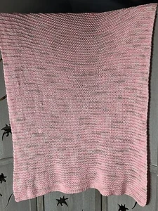 Handmade Crochet Afgan Thrown Baby Blanket Light Pink/grey Spots 4ft By 3ft - Picture 1 of 3