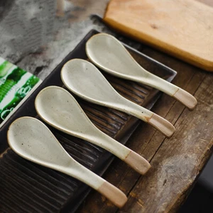 Japanese Spoon Ceramic Rice Soup Tableware Kitchen Dining Household Cutlery Home - Picture 1 of 7