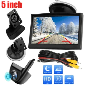 Monitor de automóvil de 5" con visión trasera de estacionamiento inverso cámara visión nocturna impermeable kit HD - Imagen 1 de 18