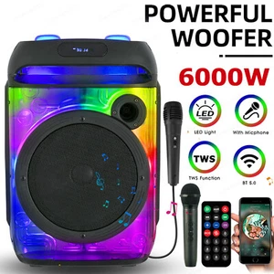 6000W Portable Bluetooth Speaker Sub woofer Heavy Bass Sound System Party+Remote - Picture 1 of 17