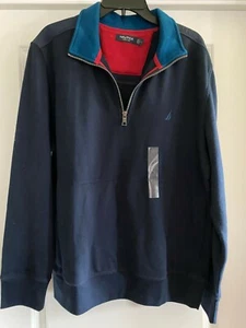 $89.50 NWT NEW MENS NAUTICA SWEATER JACKET LARGE L FANCY QUALITY ZIP ZIPPER NICE - Picture 1 of 9