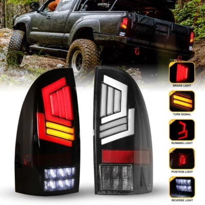For 2005-2015 Toyota Tacoma Full LED Tail Lights Yellow Sequential Signal Lamps - Image 1 of 4