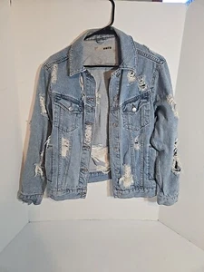 Topshop Moto Distressed Jeansjacke blau Damengröße 4 - Bild 1 von 6