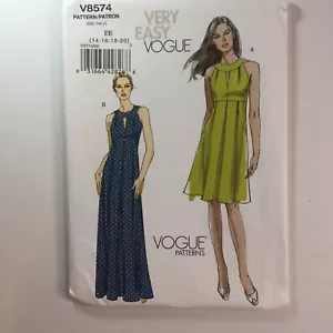 Vogue 8574 Band Keyhole Dress Sleeveless Long Cut Away Ladies New Uncut Pattern - Picture 1 of 10