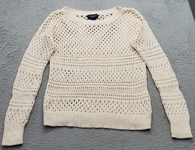 American Eagle Outfitters Sweater Womens Large Tan Open Knit Boat Neck Pullover - Изображение 1 из 4