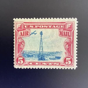 US Airmail Stamp C11 1928 5c Mint OG NH Print Error Blue Shift to Left - Picture 1 of 2
