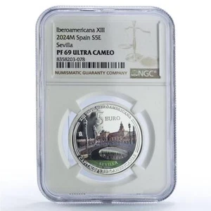 Spain 5 euro Sevilla Capitals Ibero-American PF69 NGC silver coin 2024 - Picture 1 of 2