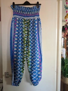 New Colourful Elasticated Harem Pants - Picture 1 of 6