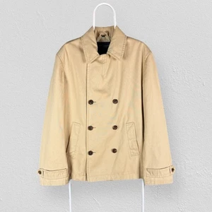 Gieves & Hawkes Double Breasted Pea Coat Jacket Beige Made in Italy Mens UK 44 R - Picture 1 of 7