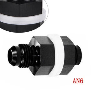 6 AN AN6 Flare Fuel Cell Bulkhead Fitting With   Washer Black - Picture 1 of 4