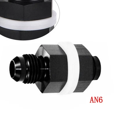 6 AN AN6 Flare Fuel Cell Bulkhead Fitting With   Washer Black - Image 1 of 4