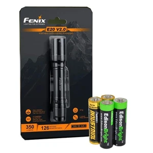 Fenix E20 V2 350 Lumen LED Tactical Flashlight with Two EdisonBright AA Alkal... - Picture 1 of 9