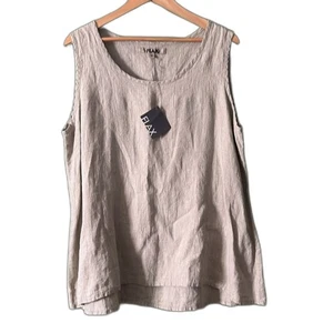 NWT FLAX Made in Lithuania 100% Linen Neutral Pull Over Tank Sz L - Picture 1 of 7