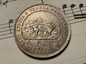 AFRICA ORIENTALE E UGANDA 50 c 1910 KM4 AG800 MIGLIORE DATA mtg. 100.000 RARO QUESTO BELLO - Foto 1 di 2