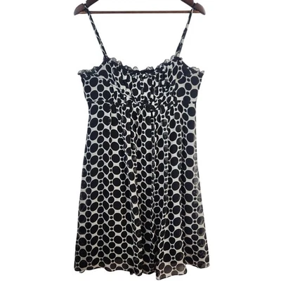 INC International Concepts 100% Silk Sheet Lined Polka Dot Milkmaid Dress SZ 12  - Image 1 of 4