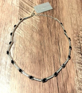 Nuevo Collar Gargantilla Worthington Diamantes de Imitación Negro y Transparente Tono Plata Nuevo con Etiqueta - Imagen 1 de 6