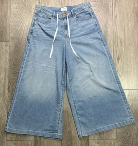 Jeans blu Lane Bryant Signature Fit taglia 16S denim gamba ultra larga con coulisse - Foto 1 di 5