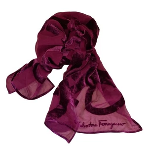 Bufanda Salvatore Ferragamo Velour Gancini Mezcla de Seda Estola Transparente Púrpura Para Mujer EE. UU. - Imagen 1 de 9
