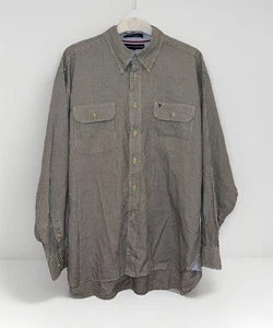 Vtg Tommy Hilfiger Black White Gingham Button Down Long Sleeve Mens Extra Large - Picture 1 of 14