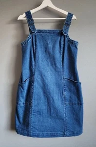 Country Road Women’s Denim Pinafore Dress Size 12 Zip Up Adjustable Stretch CR. - Picture 1 of 6